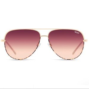 QUAY High Key Sunglasses Gold Tortoise Frame Purple Peach Lenses Aviators Unisex